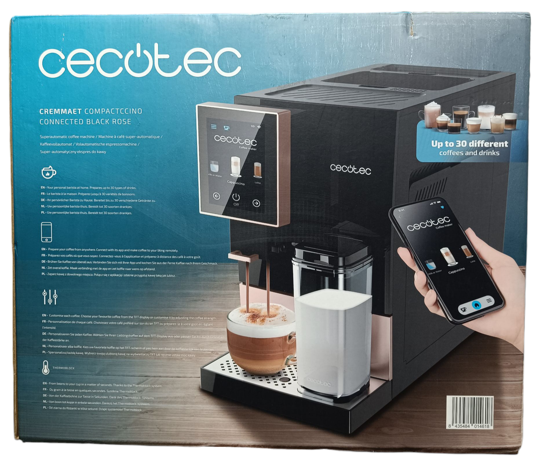 Cafetera Cecotec Cremmaet Compactccino Connected Black Rose