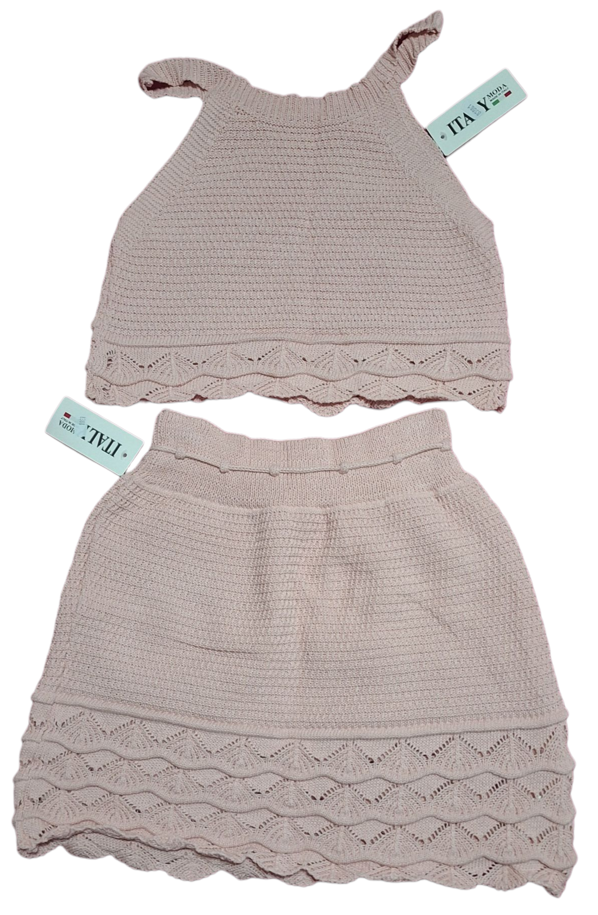 Conjunto crochet mujer nude XS-S,