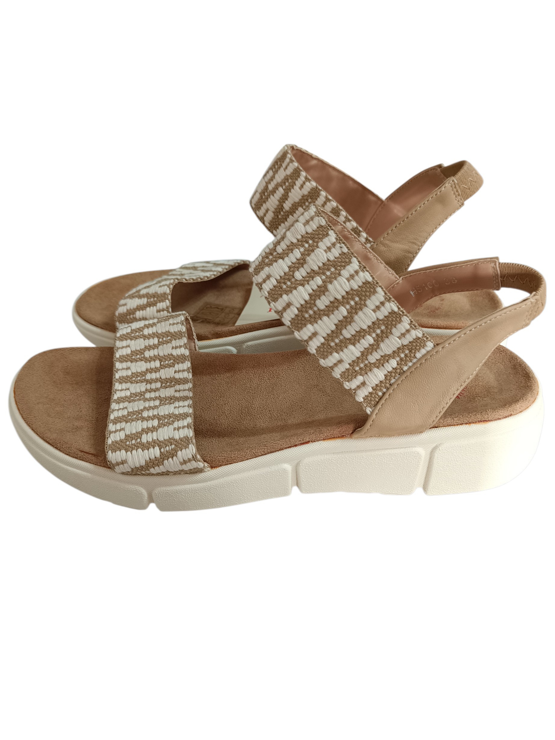 Sandalias Mujer Oro Ciervo Beige Talla 38 Fabricadas en España
