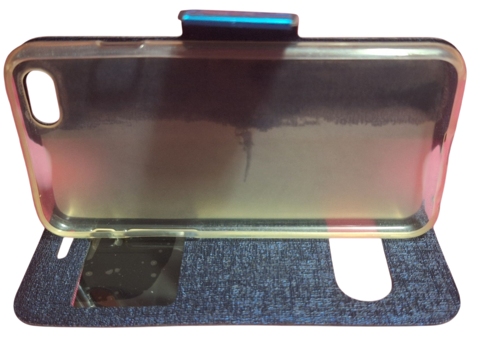Funda flip cover con ventana azul para iPhone 6