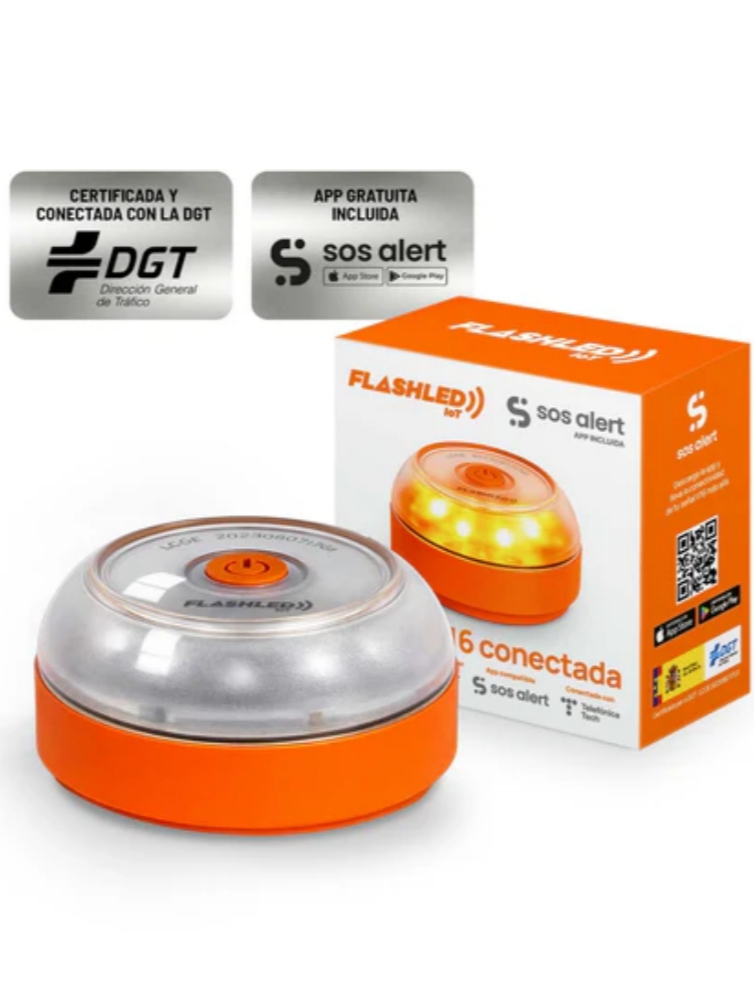 Baliza FlashLED SOS V16 IoT Conectada DGT 3.0 con SIM hasta 2038