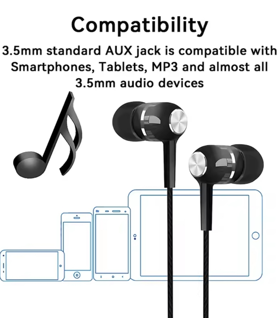 Auriculares HiFi 3.5mm con Micrófono y Graves Potentes 🎧 Compatible con Móvil, PC y Tablet