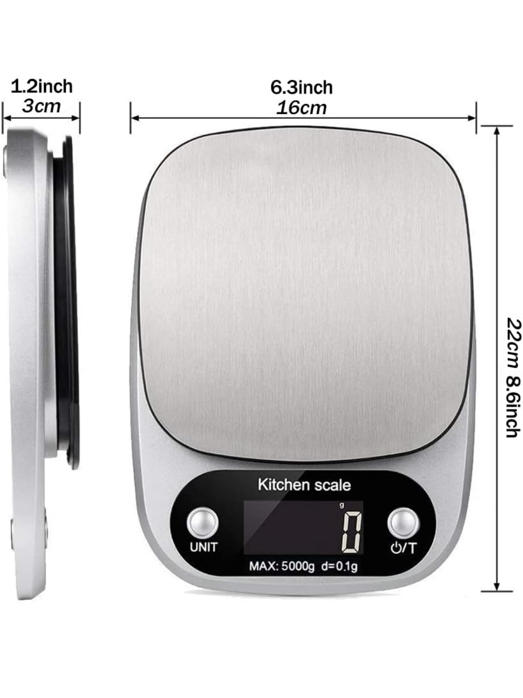 Báscula digital de cocina profesional en acero inoxidable — precisión 0,1 g