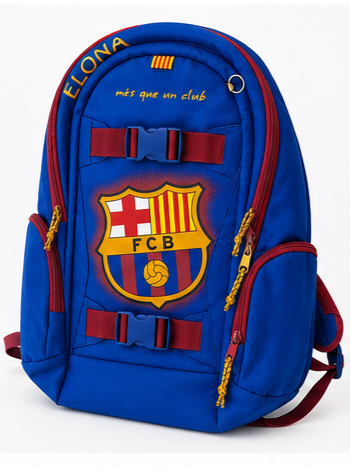 Mochila Deportiva Oficial F.C. Barcelona "Més que un club" Azul 40×51 cm con Cremalleras