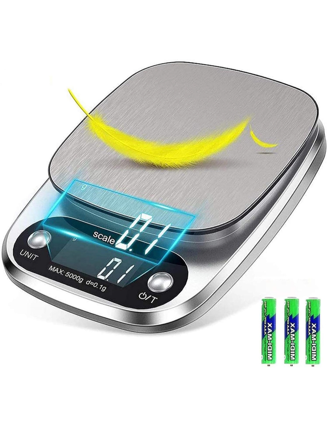 Báscula digital de cocina profesional en acero inoxidable — precisión 0,1 g