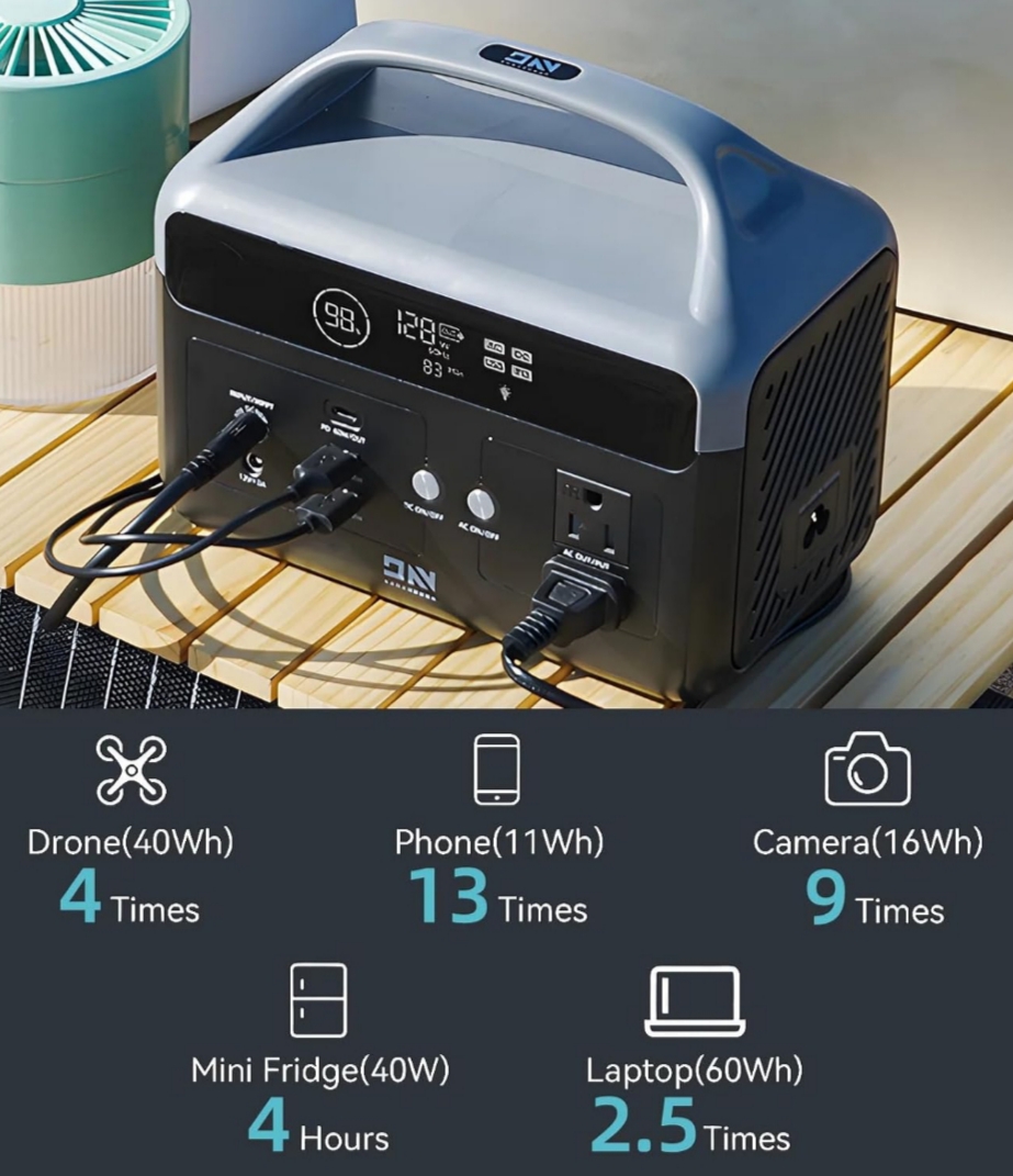 Estación de Energía 300W · 179,2Wh · LiFePO4 — Perfecta para camping y emergencias. 
