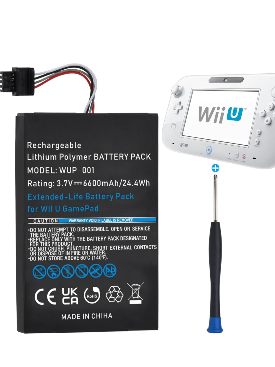 Batería Wii U Gamepad WUP-001 6600mAh Alta Capacidad + Destornillador