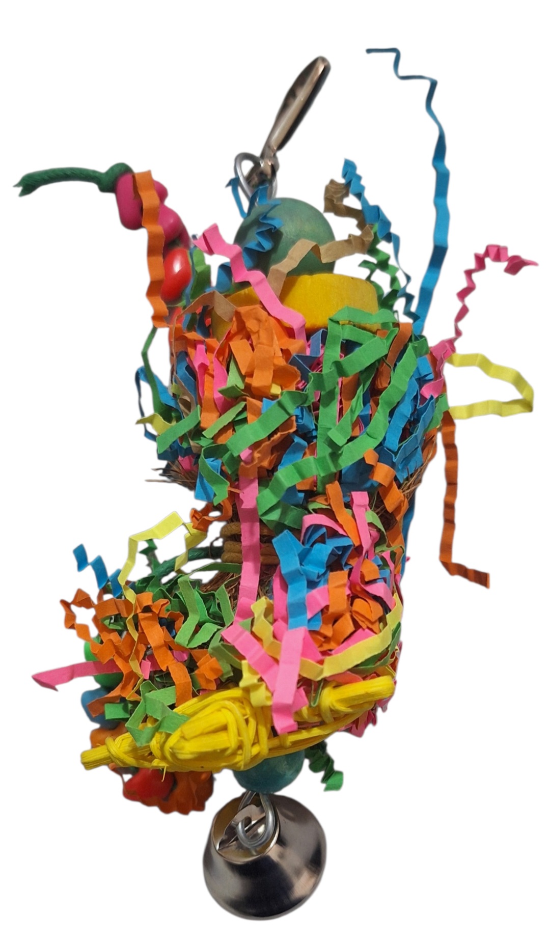 Juguete Colgante Multicolor para Aves – Papel, Madera y Diversión Destructiva