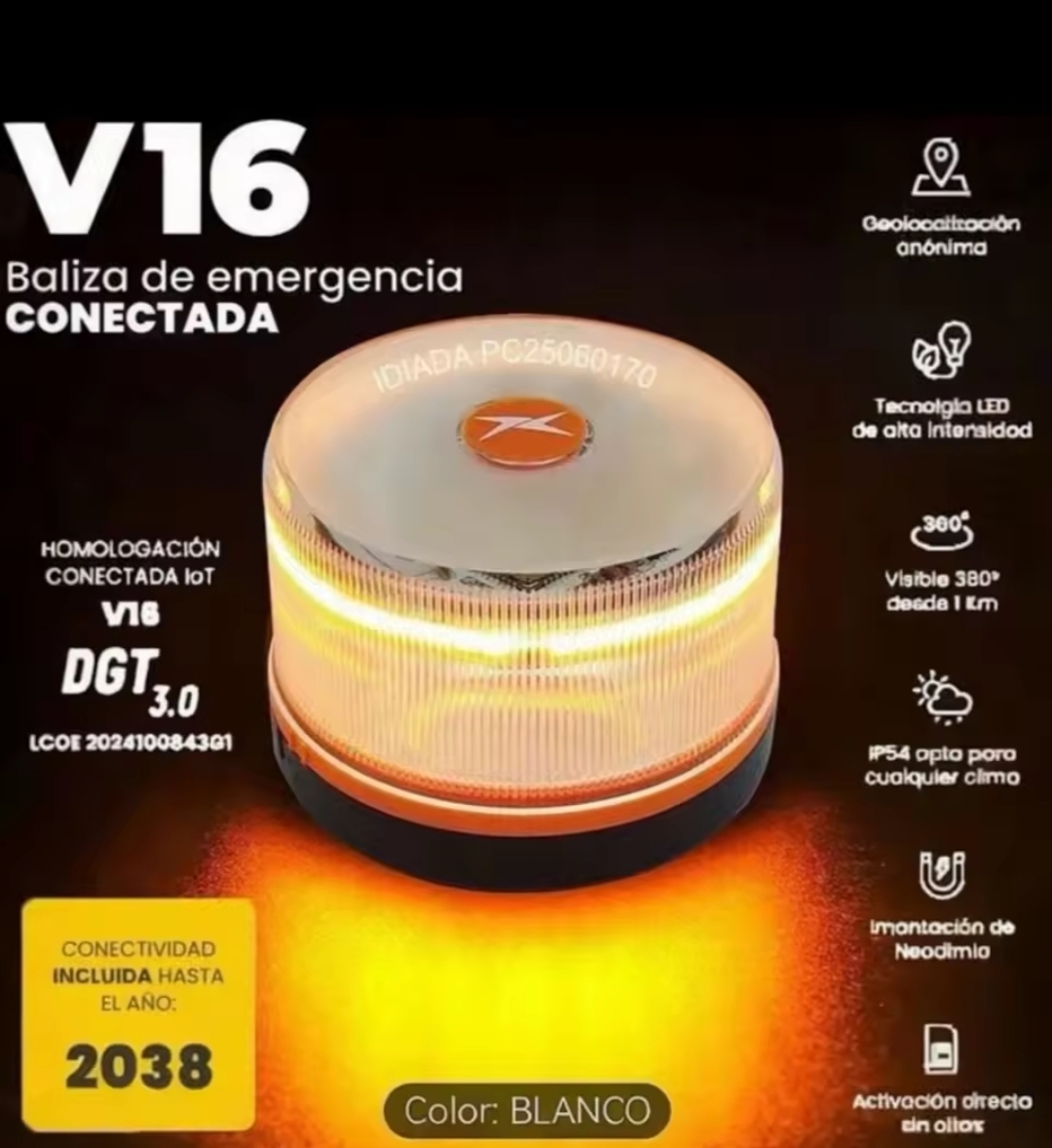 Baliza V16 DGT con Geolocalización 3.0 | Luz Emergencia Conectada hasta 2038