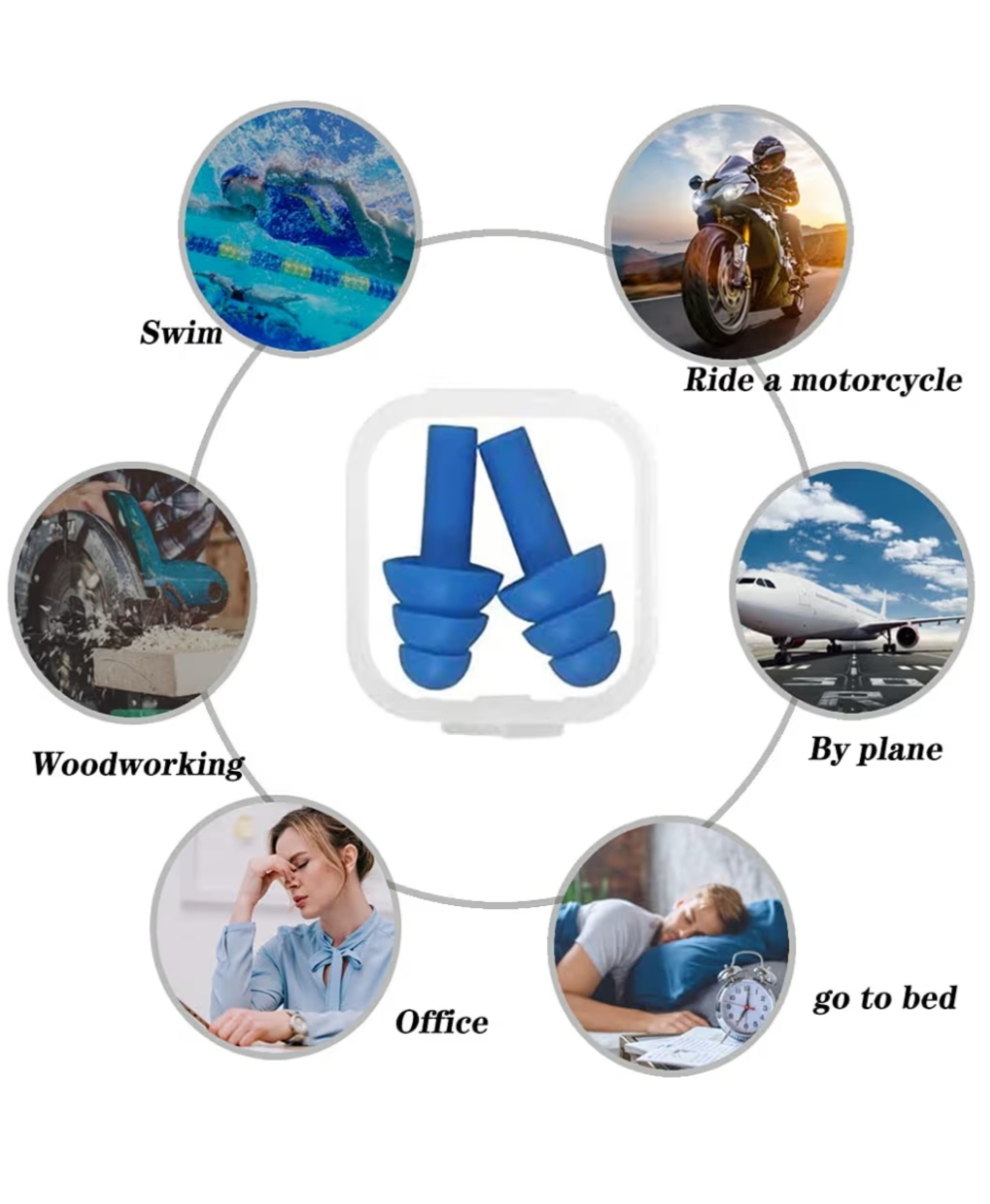 Tapones Oídos Silicona Reutilizables 5 Pares Antiruido Impermeables Dormir Natación