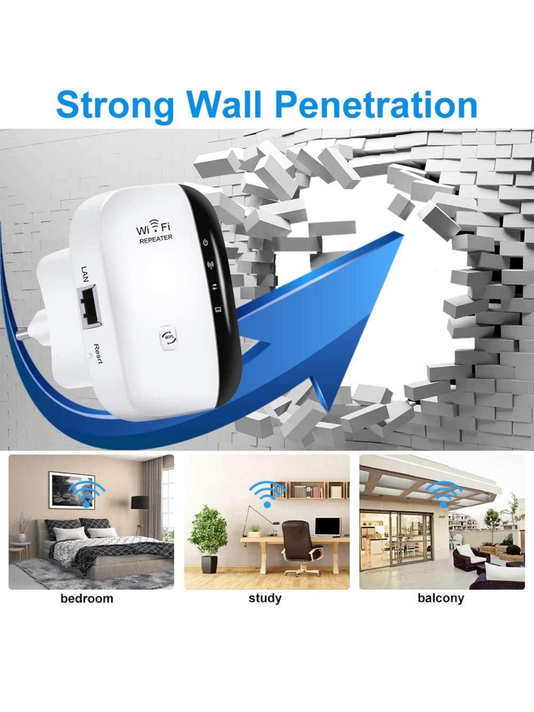 Repetidor WiFi Inalámbrico 300 Mbps 2.4 GHz Amplificador de Señal Nuevo
