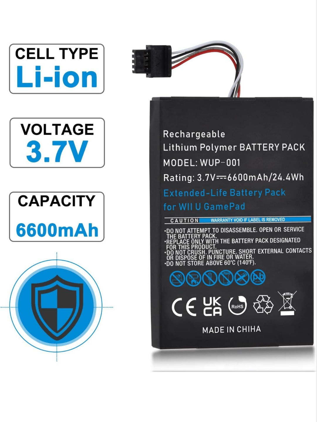 Batería Wii U Gamepad WUP-001 6600mAh Alta Capacidad + Destornillador