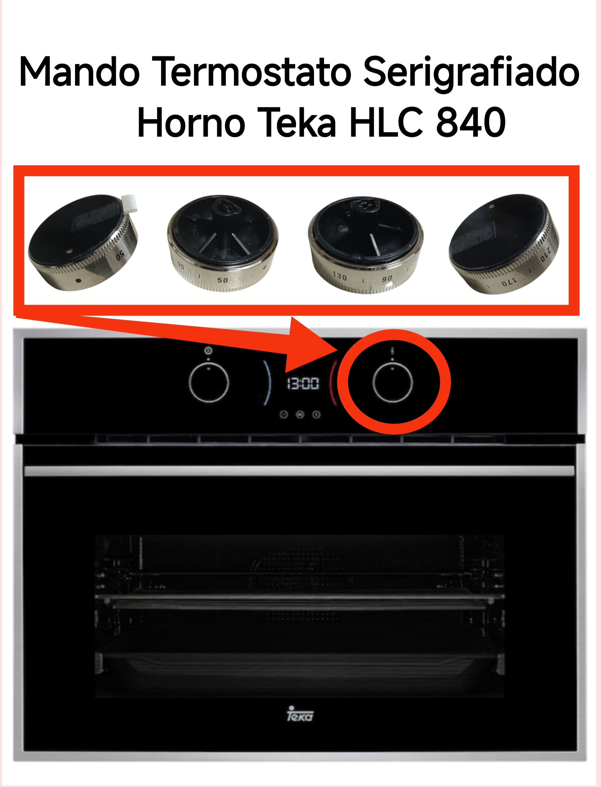 Botón original Teka HLC 840 — Repuesto nuevo, fácil instalación