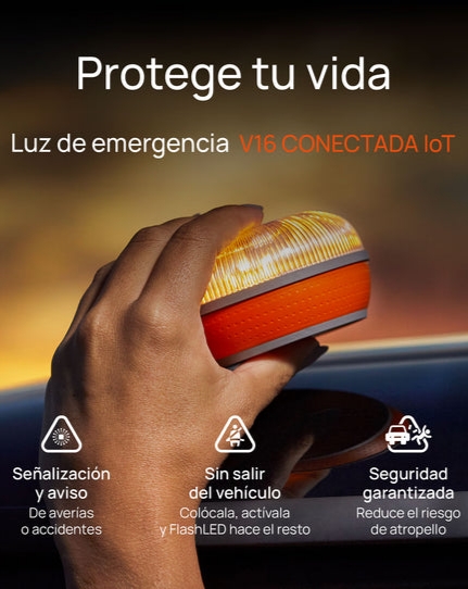 Baliza FlashLED SOS V16 IoT Conectada DGT 3.0 con SIM hasta 2038