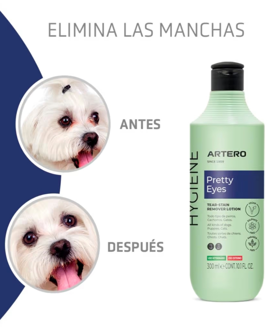 Artero Pretty Eyes 300ml Limpiador Ocular Perros y Gatos Higiene Lagrimal Natural Uso Diario Recomendado