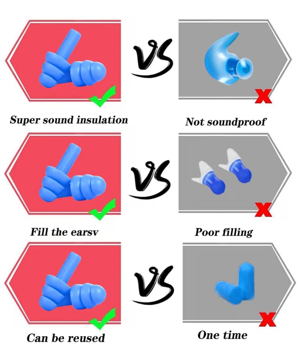 Tapones Oídos Silicona Reutilizables 5 Pares Antiruido Impermeables Dormir Natación