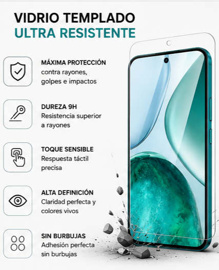 Protector de Pantalla Cristal Templado + 4 Protectores de Lente para Honor X8 5G | Dureza 9H Antihuellas