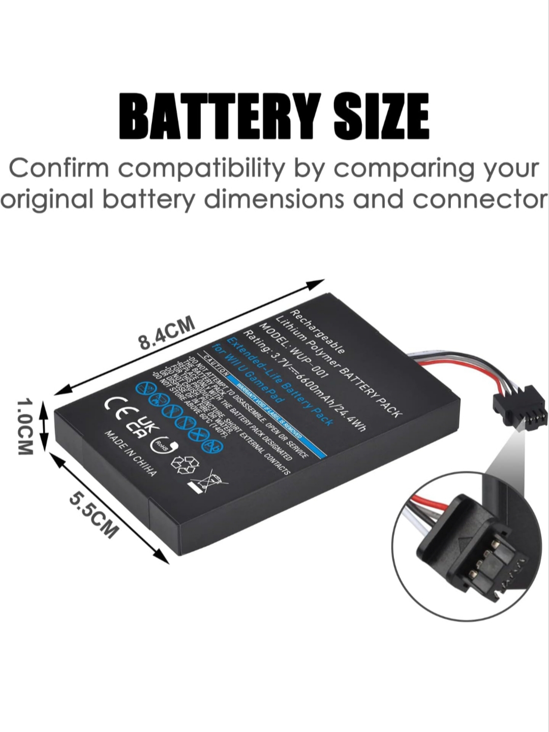 Batería Wii U Gamepad WUP-001 6600mAh Alta Capacidad + Destornillador