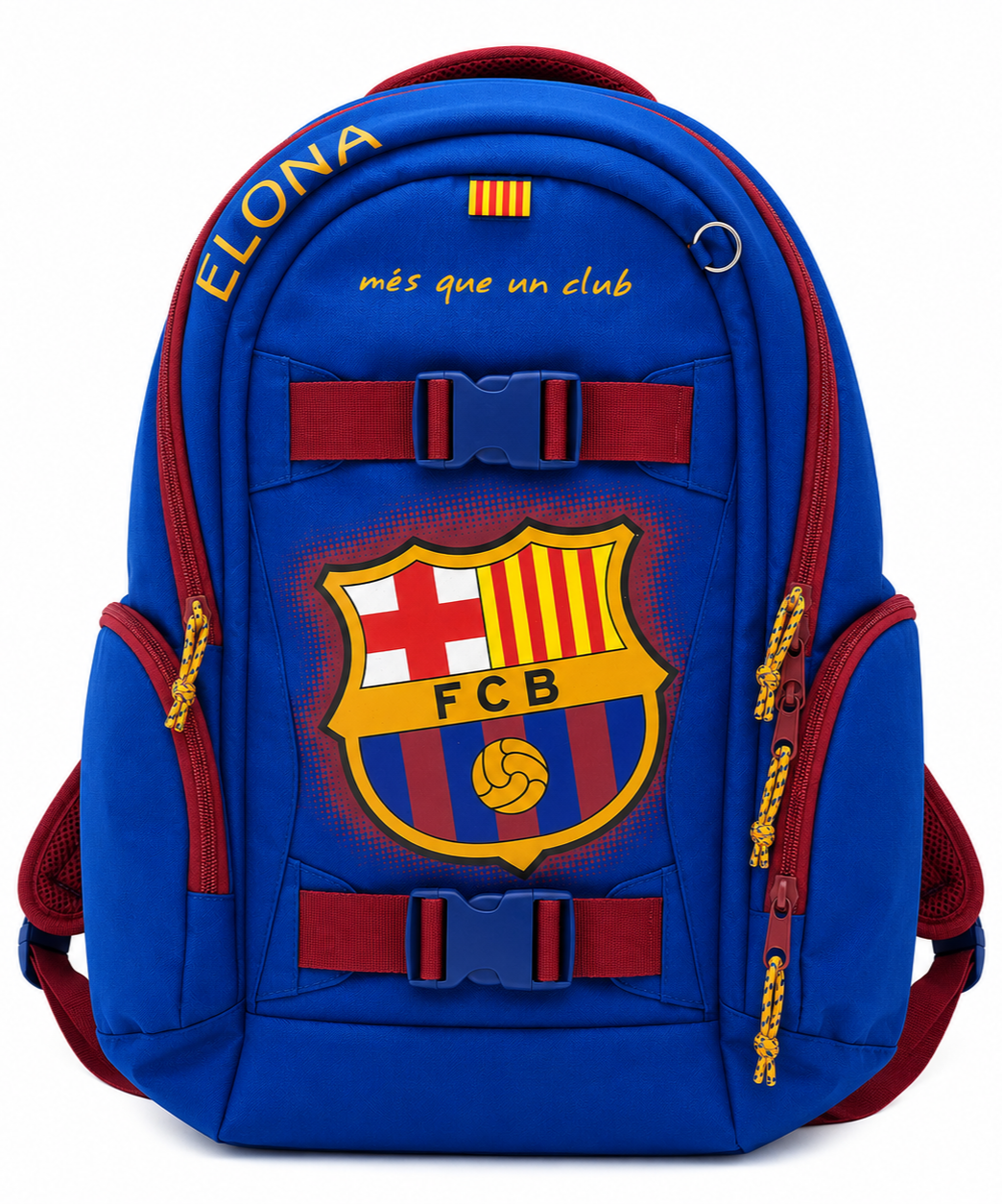 Mochila Deportiva Oficial F.C. Barcelona "Més que un club" Azul 40×51 cm con Cremalleras