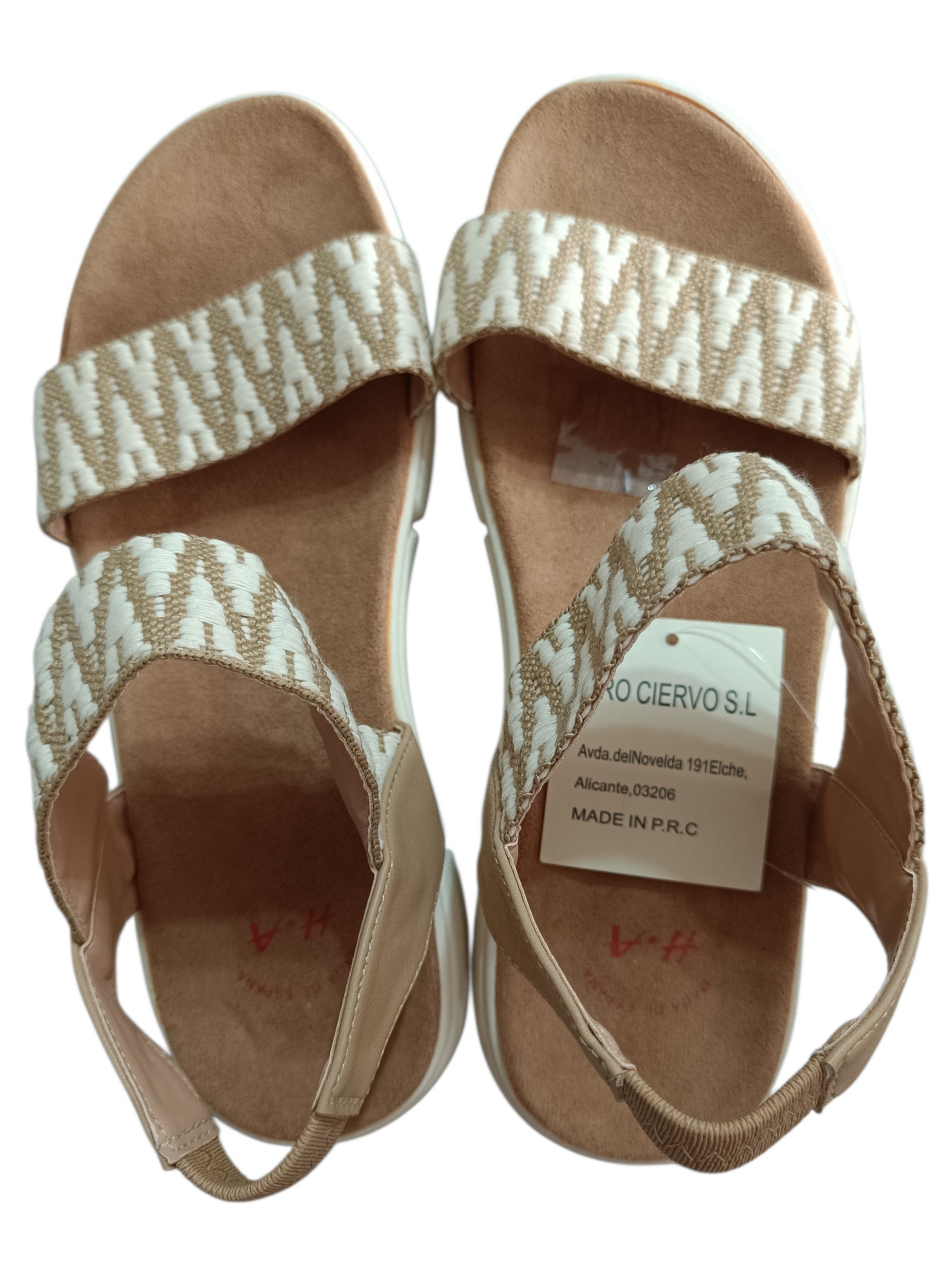 Sandalias Mujer Oro Ciervo Beige Talla 38 Fabricadas en España