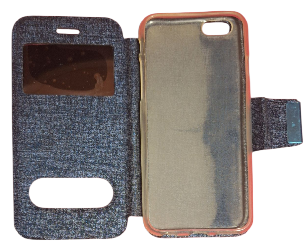 Funda flip cover con ventana azul para iPhone 6