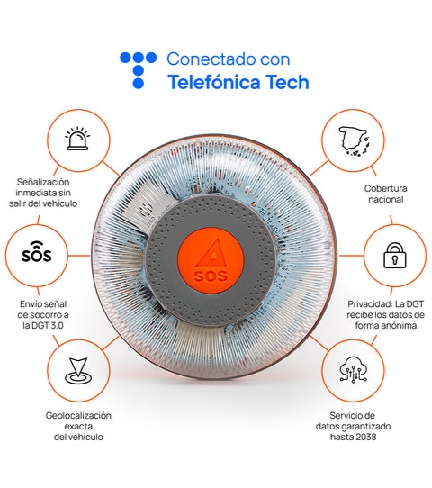 Baliza FlashLED SOS V16 IoT Conectada DGT 3.0 con SIM hasta 2038