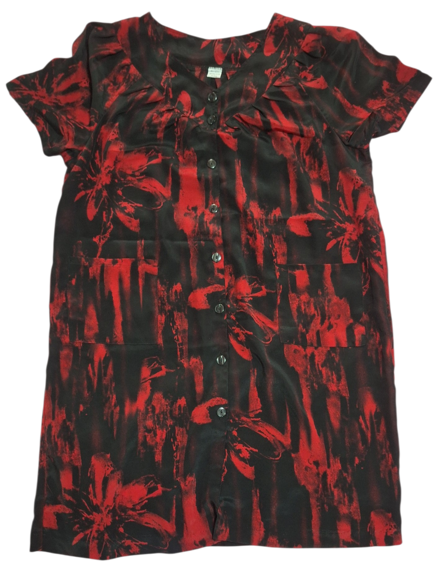 Blusa Negra y Roja Estampada Talla XXL