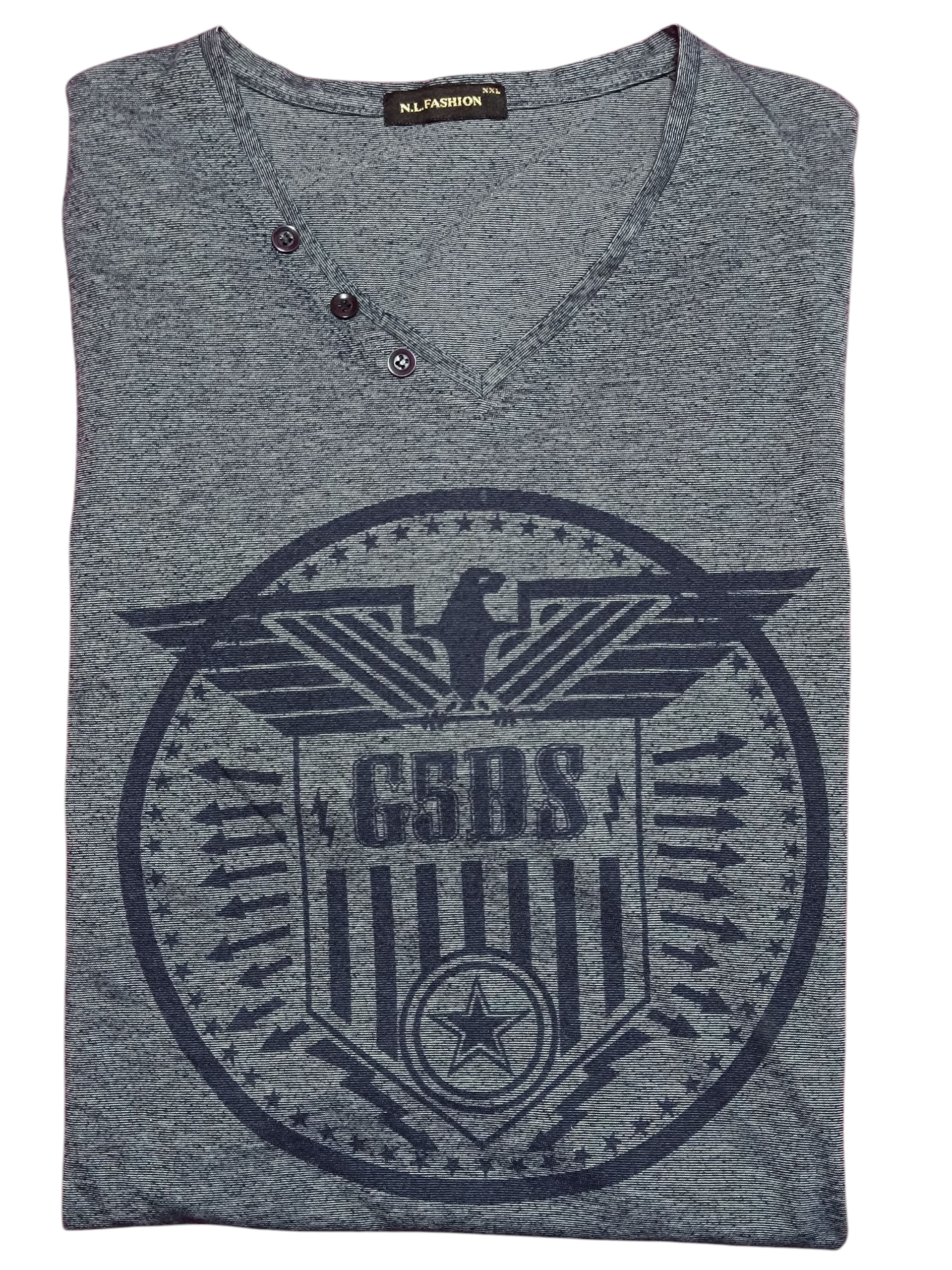 Camiseta gris hombre XXL con estampado tipo escudo — confort diario y estilo