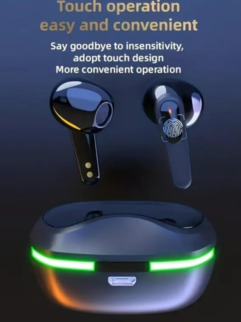 Auriculares PRO60 TWS — Graves 8D, 40 h y control táctil (ideal para deporte y gaming).