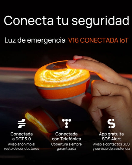Baliza FlashLED SOS V16 IoT Conectada DGT 3.0 con SIM hasta 2038