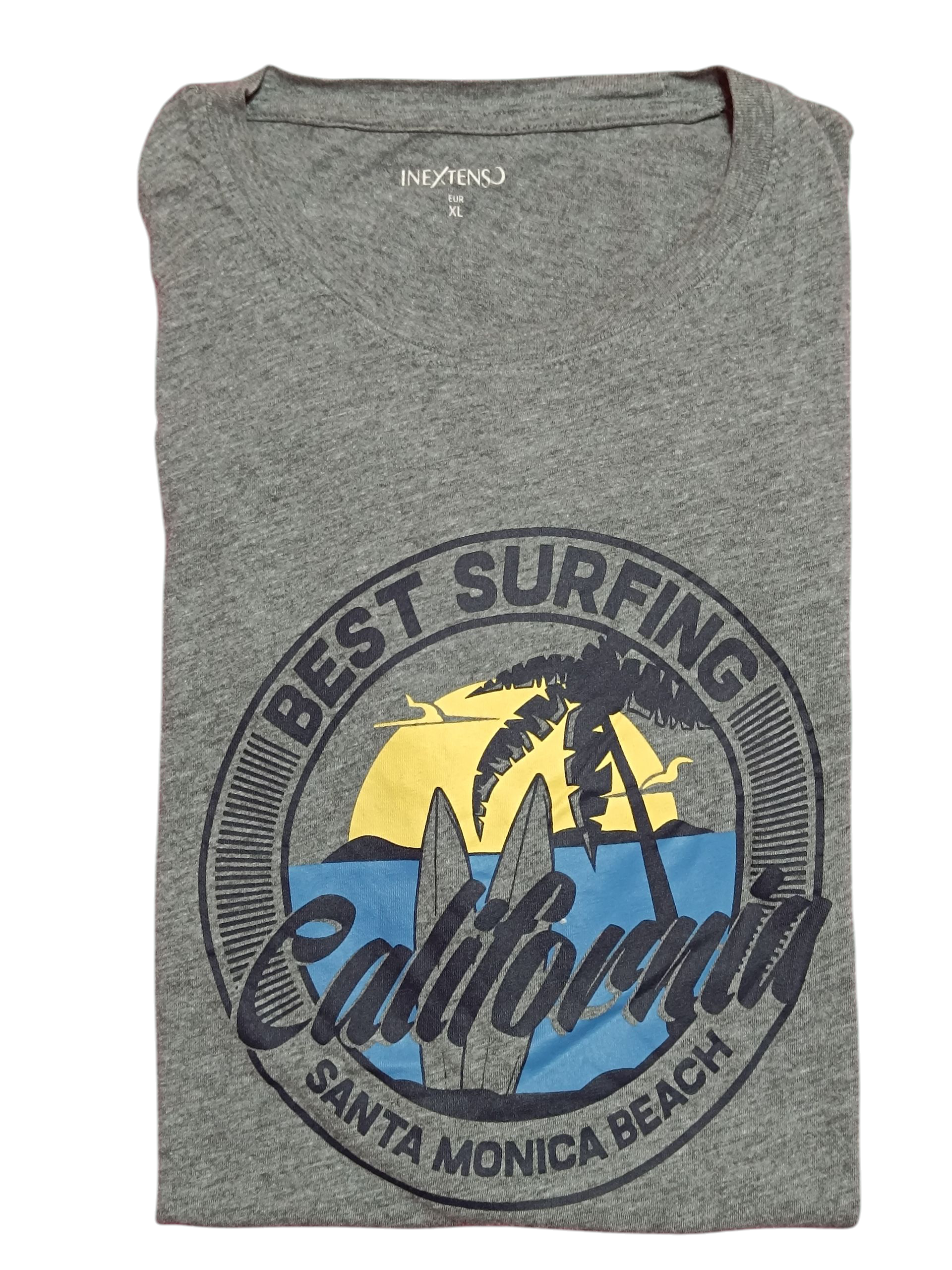 Camiseta Inextenso gris con estampado «California — Santa Monica» — Talla XL