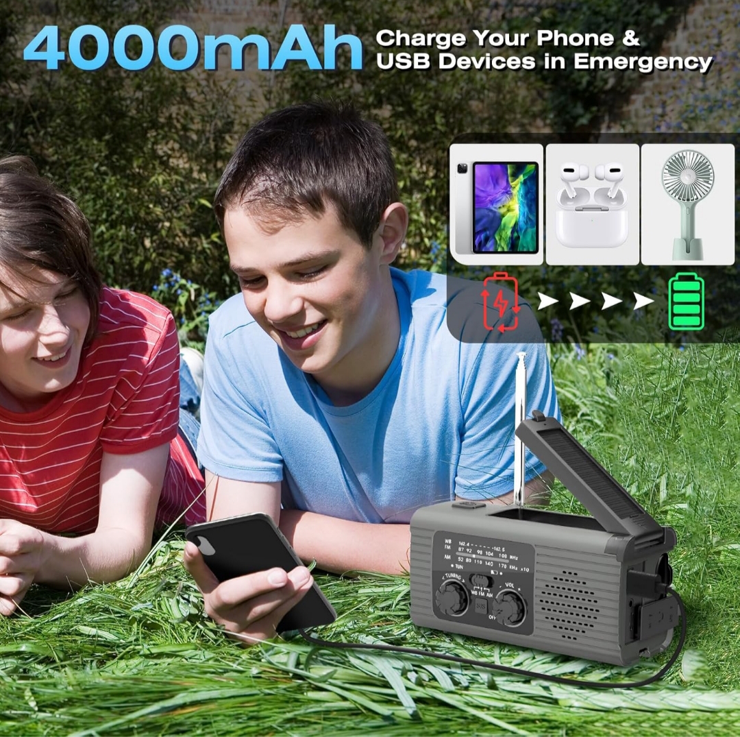 Radio NOAA Emergencia 4000 mAh Solar
