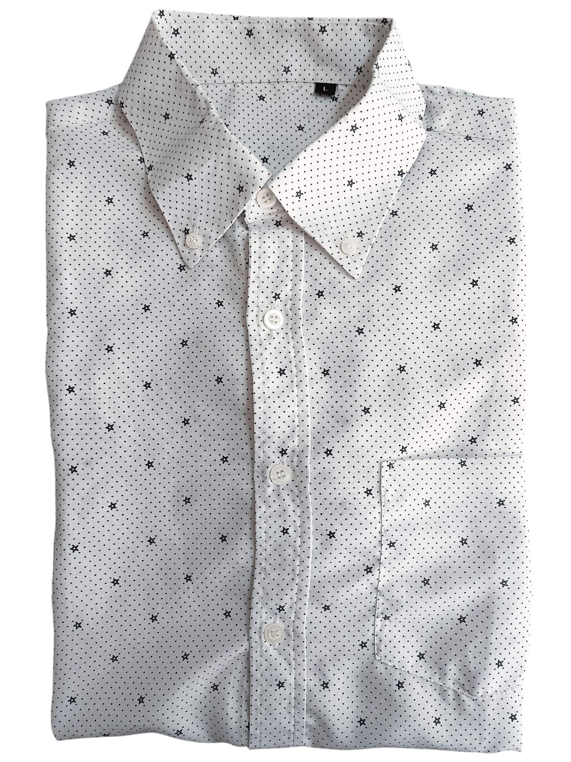 Camisa blanca hombre L — Estrellas negras, semi-nueva