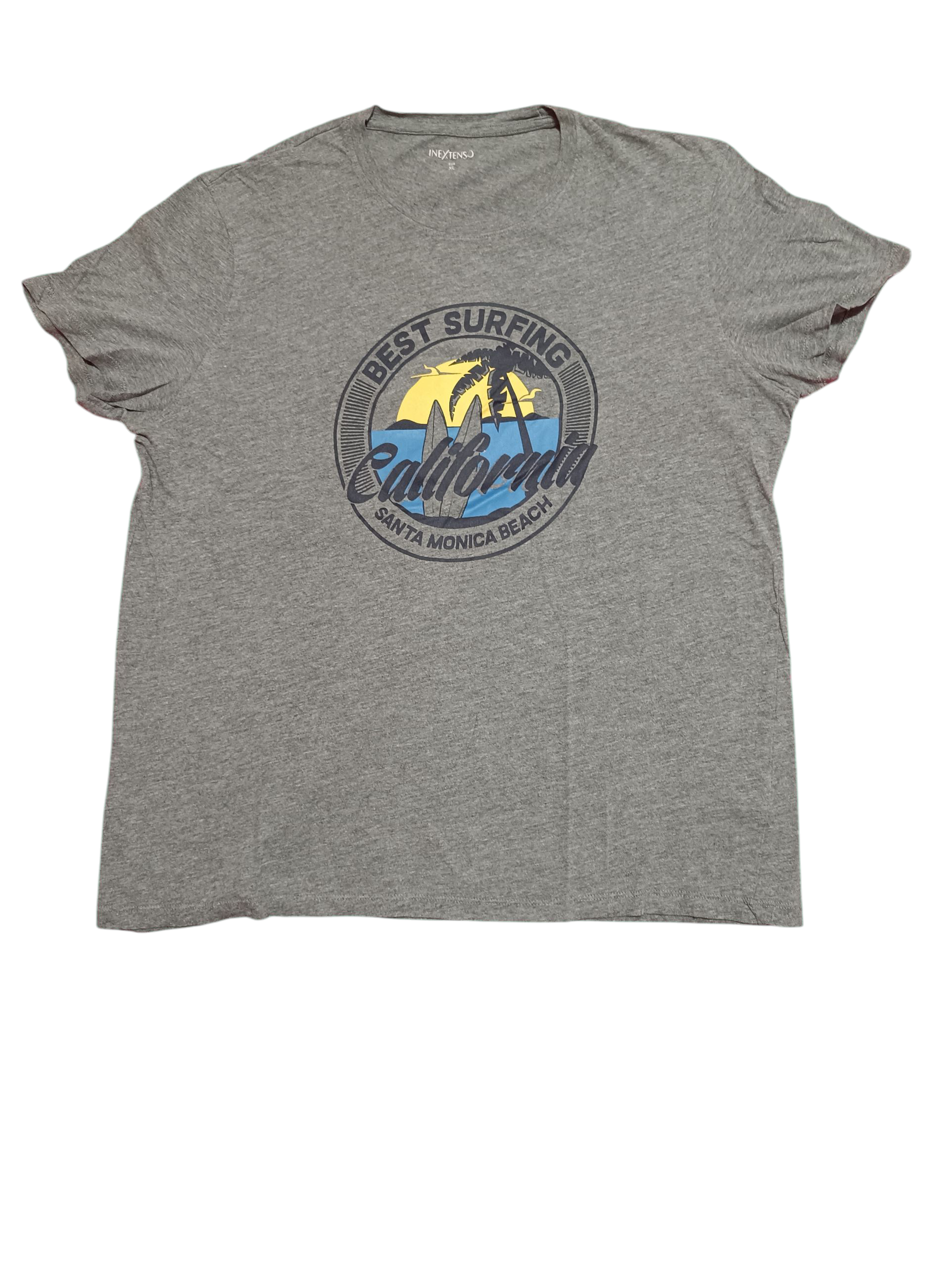 Camiseta Inextenso gris con estampado «California — Santa Monica» — Talla XL