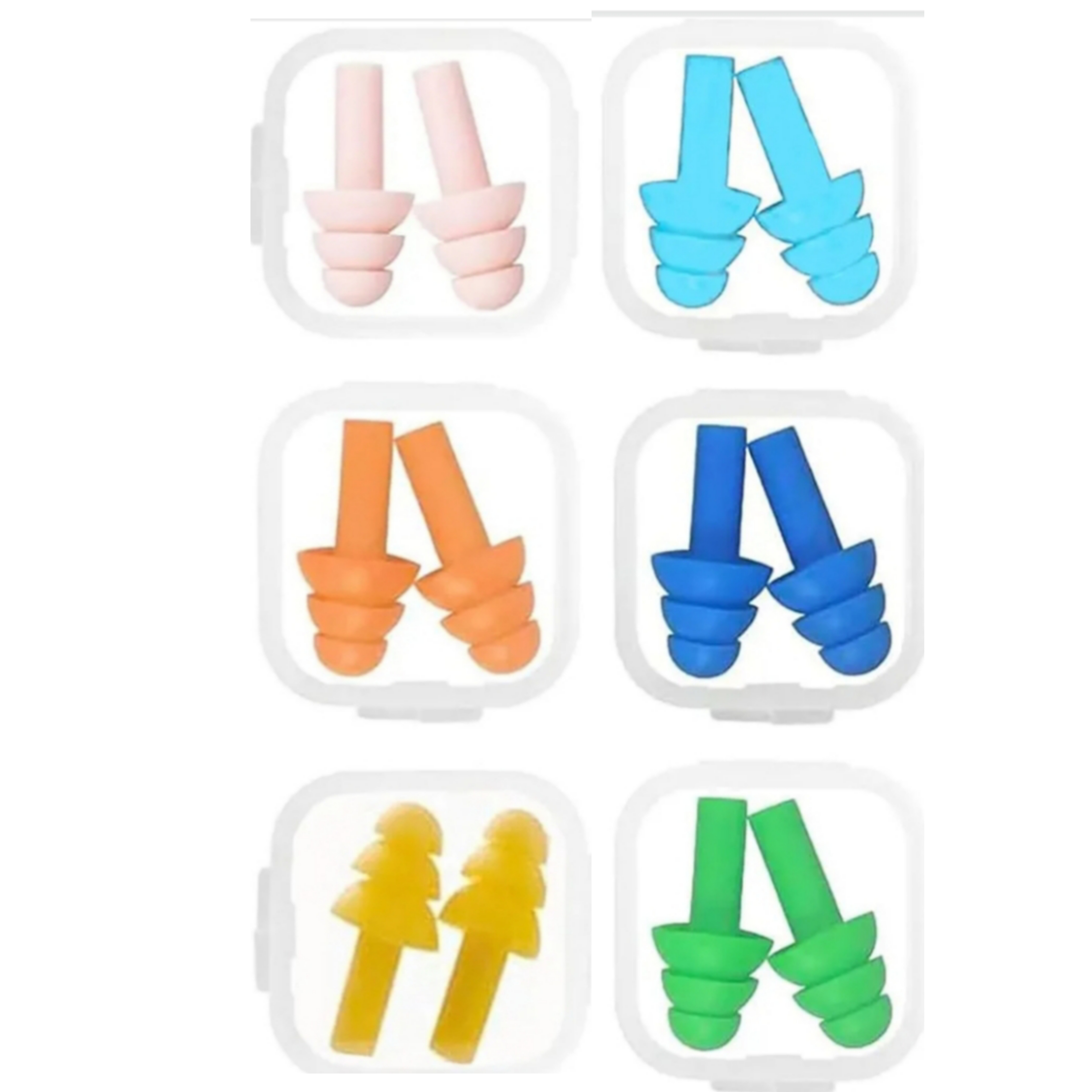 Tapones de Oídos Silicona 6 Pares Impermeables Antiruido Natación Dormir Reutilizables