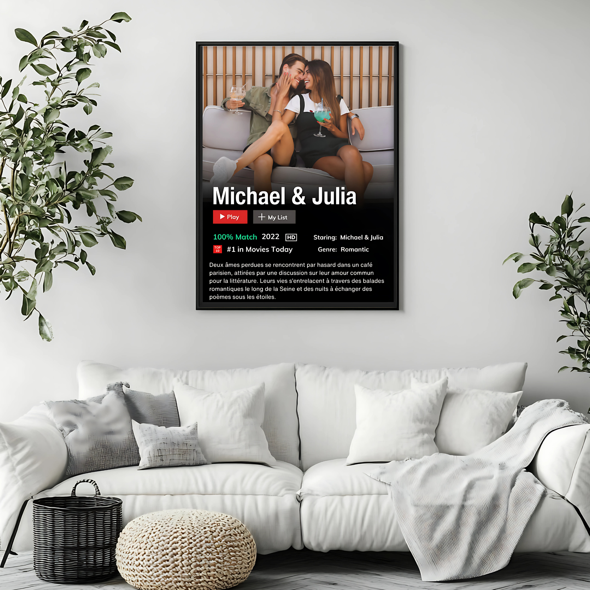 Affiches personnalisables couples avec photo inspiration netflix, poster personnalisé film, Affiche de film personnalisée Cadeau pour couple Famille affiche de film