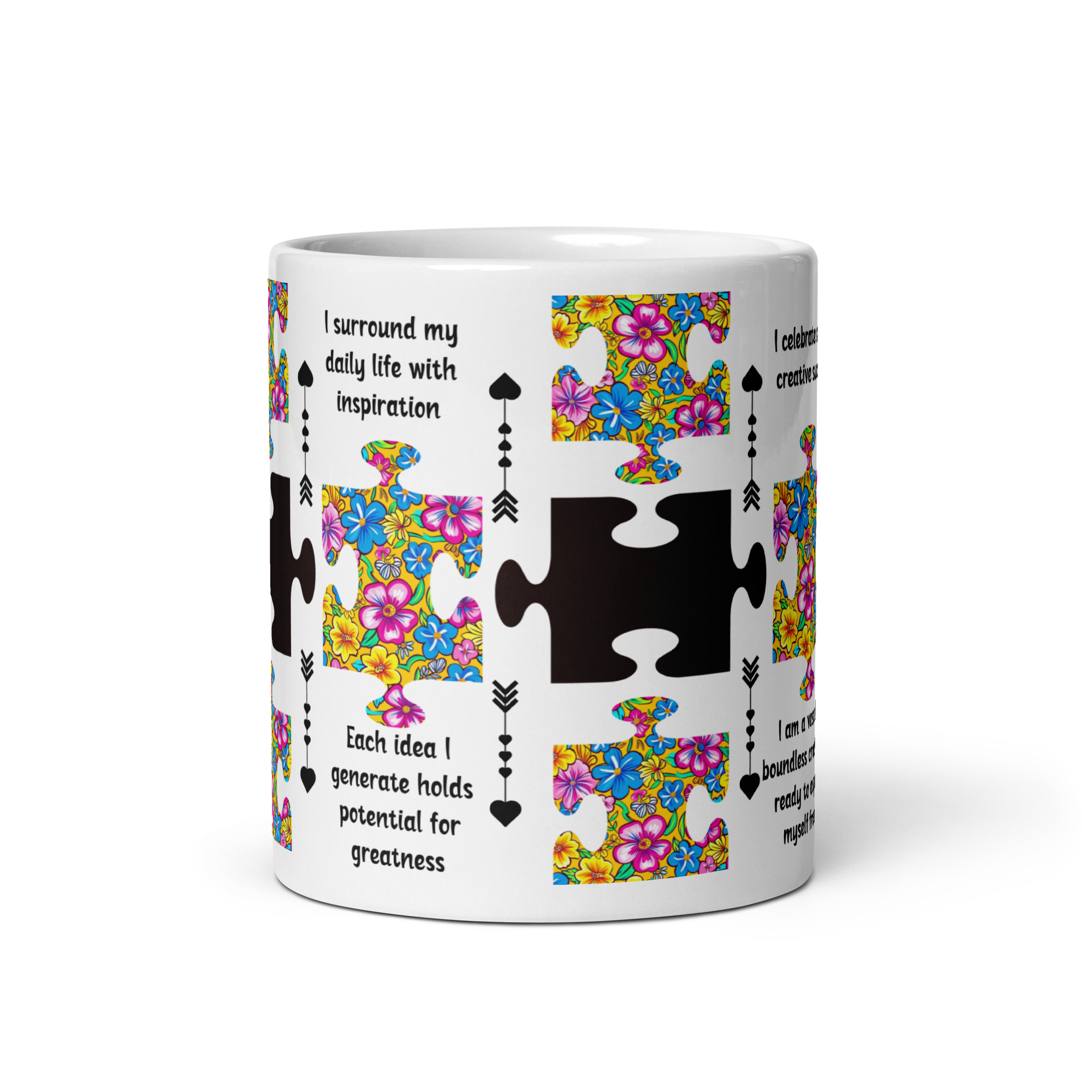 Mugs céramique exotique puzzle "positive mindset" avec affirmations positives 325ml