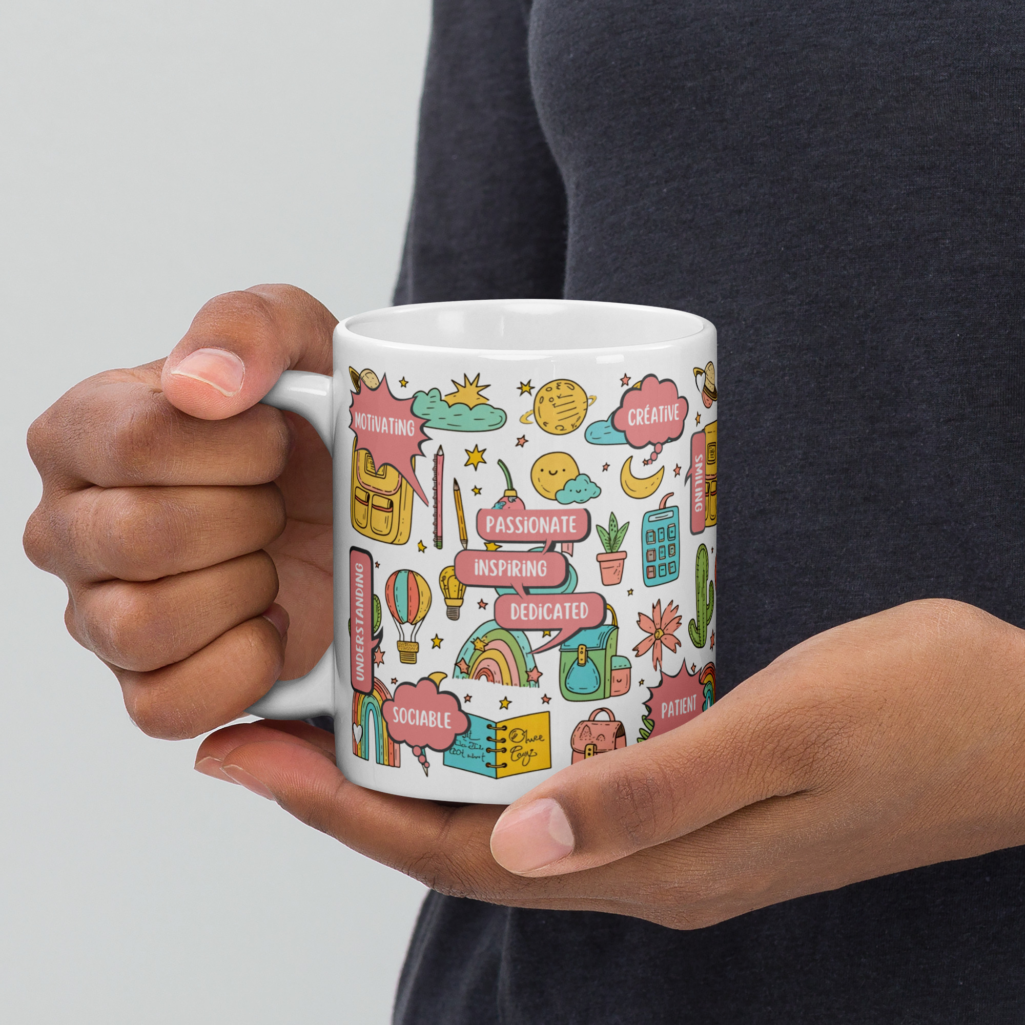 Mugs céramique maitre/Maitresse Motif kawaii avec affirmations positives 325ml