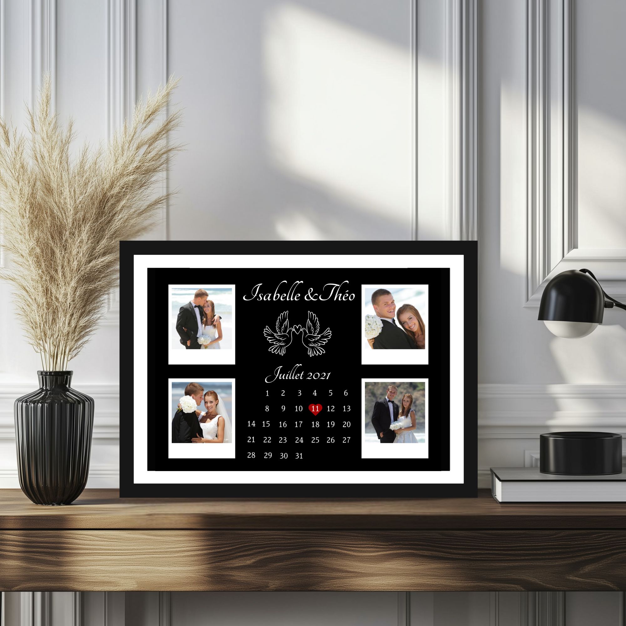 Affiches personnalisables couples avec photo "Reflets Croisés" Cadeau pour lui ou elle