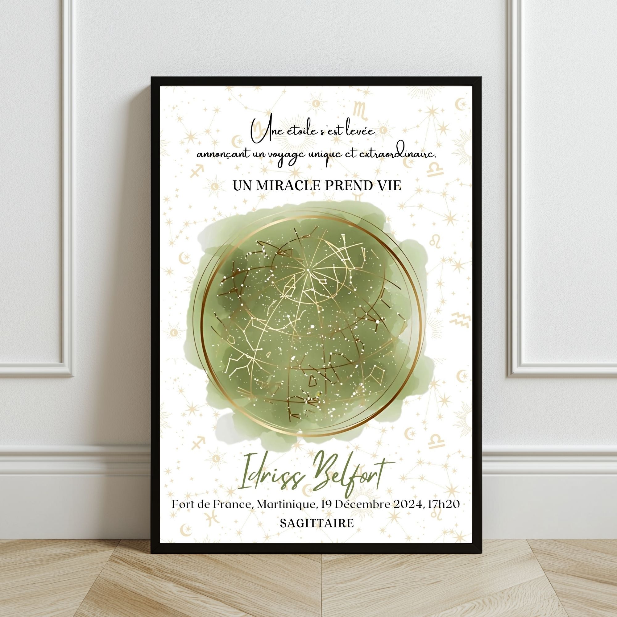Affiche de naissance personnalisée Thème ''Constellation'' Cadeau pour enfant format 