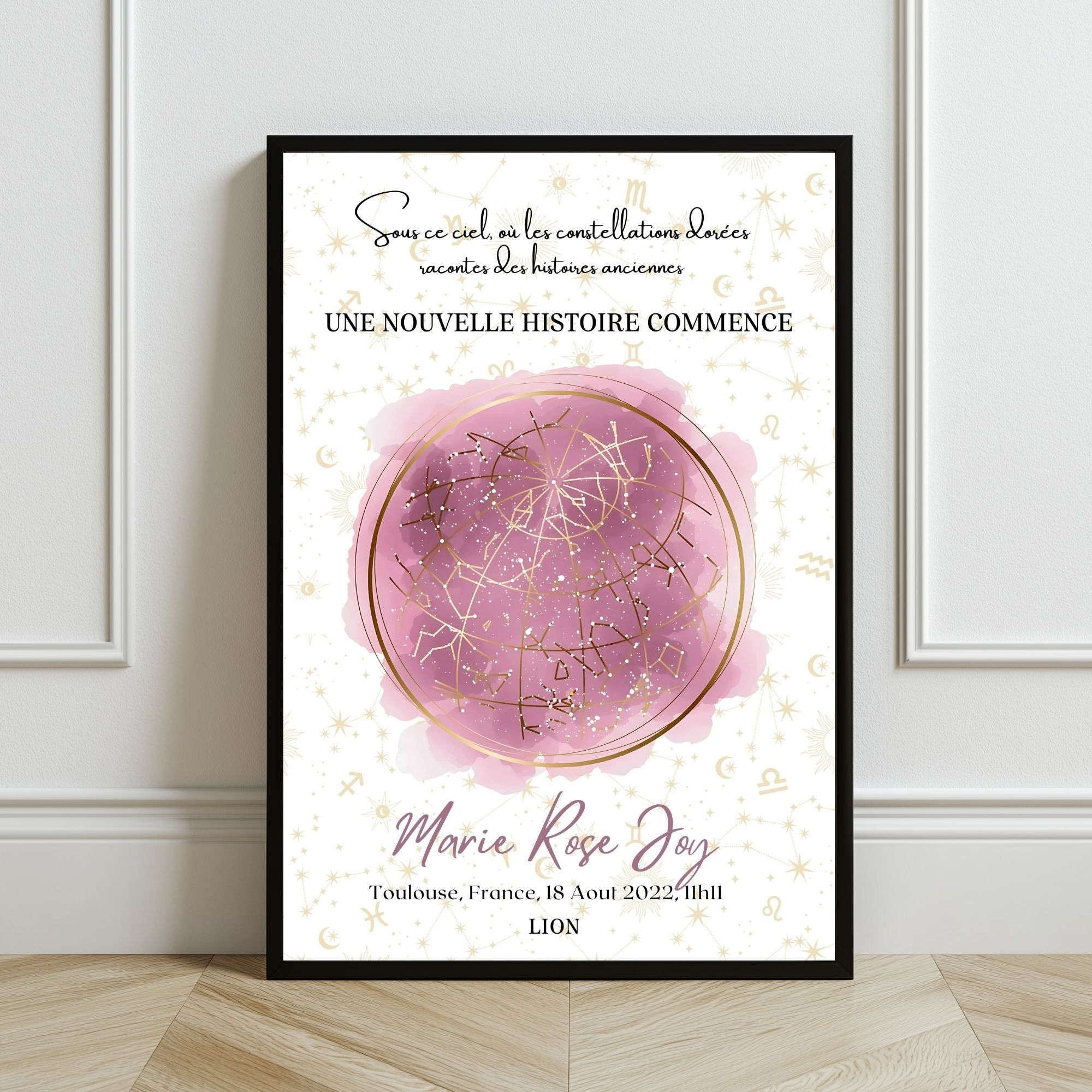 Affiche de naissance personnalisée Thème ''Constellation'' Cadeau pour enfant format 