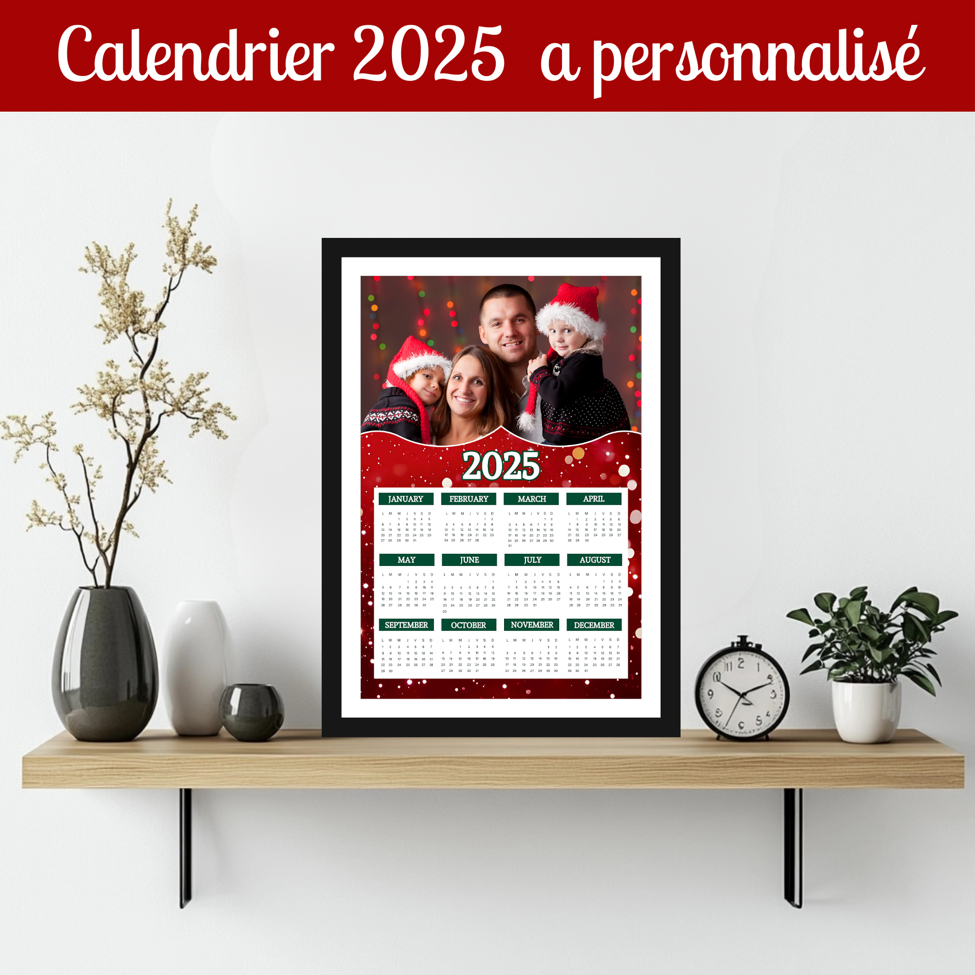 Calendrier Annuel personnalisé 2025 - Français ou anglais
