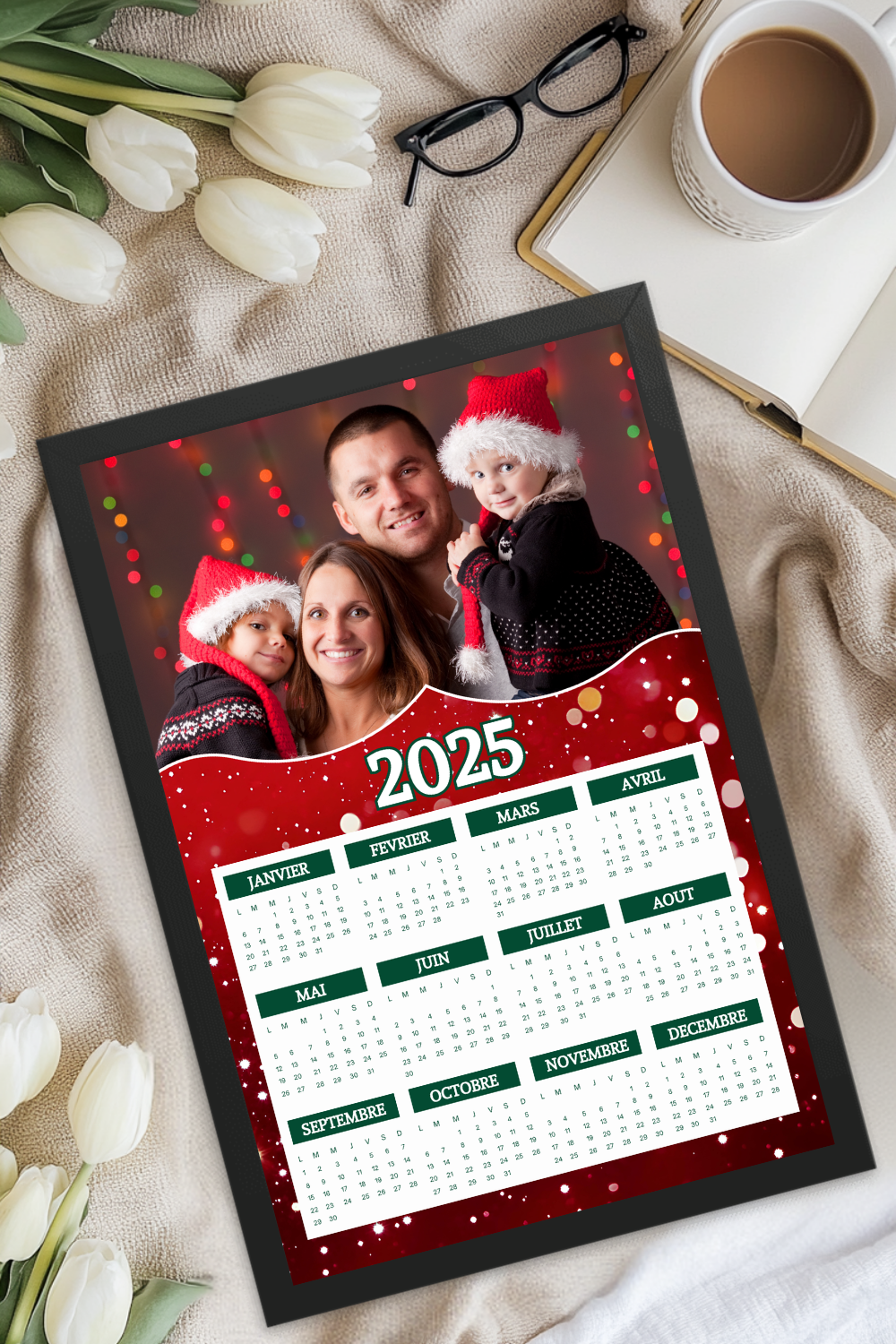 Calendrier Annuel personnalisé 2025 - Français ou anglais