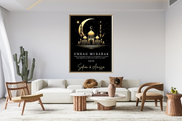 Affiche personnalisable Umrah Mubarak, Cadeau pour lui pour elle, Affiche Kaaba 