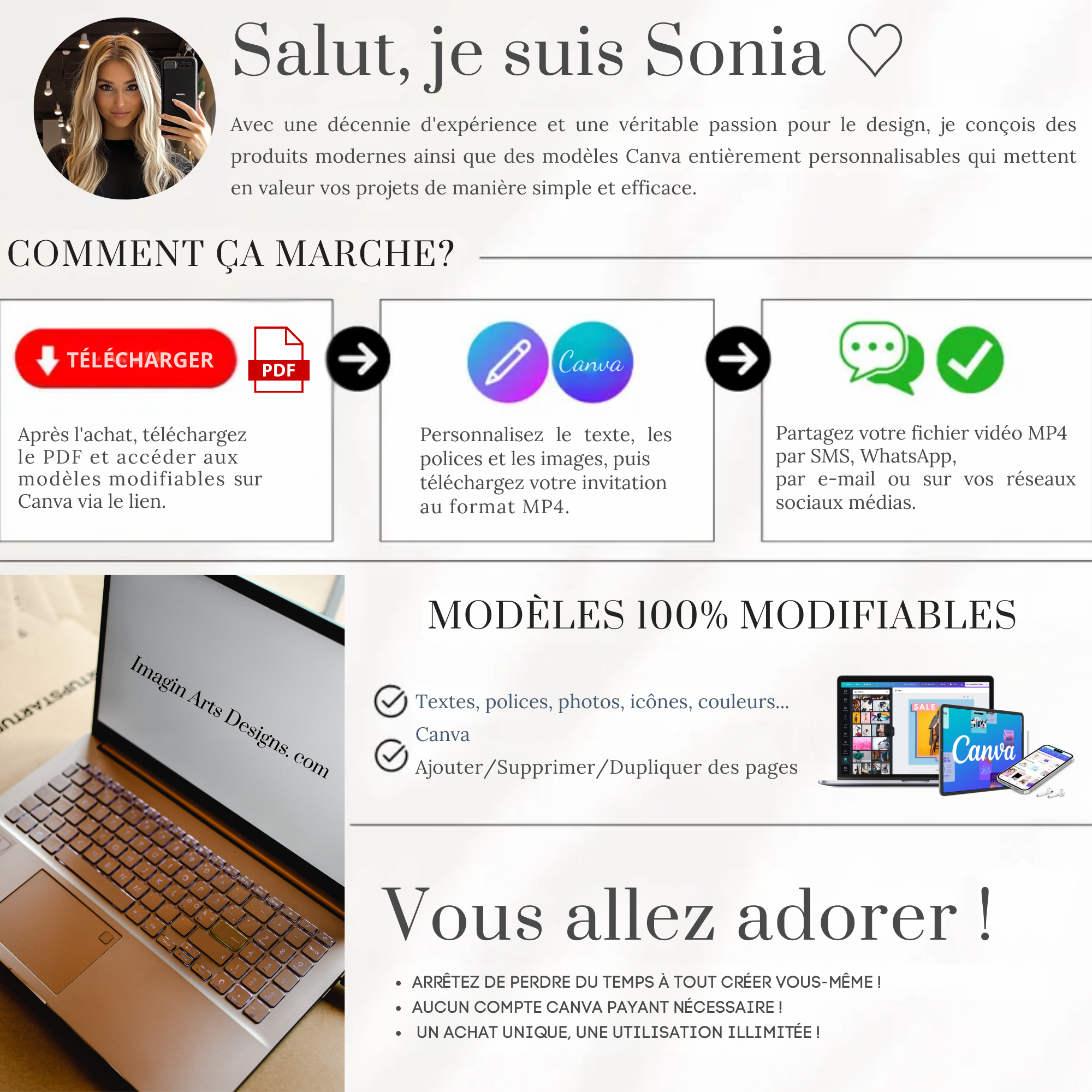 Faire-part de mariage numérique Black and Gold, Invitation de mariage électronique vidéo, Template 100% personnalisable via Canva