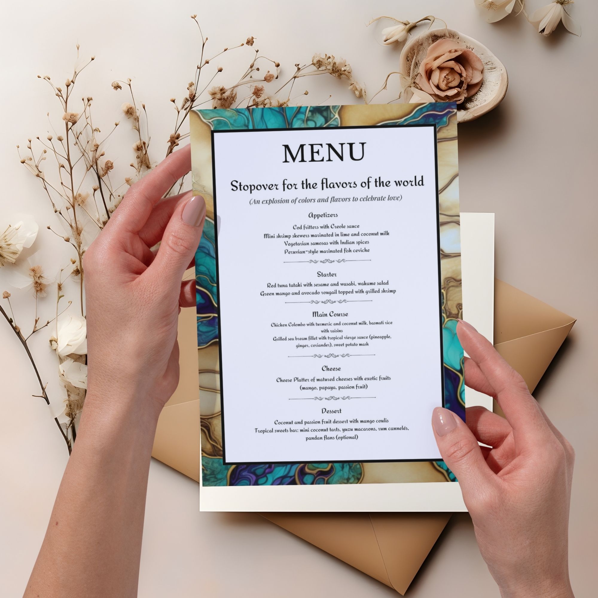 Faire-part de mariage digital Turquoise Marble, Invitation de mariage électronique, Template 100% personnalisable via Canva