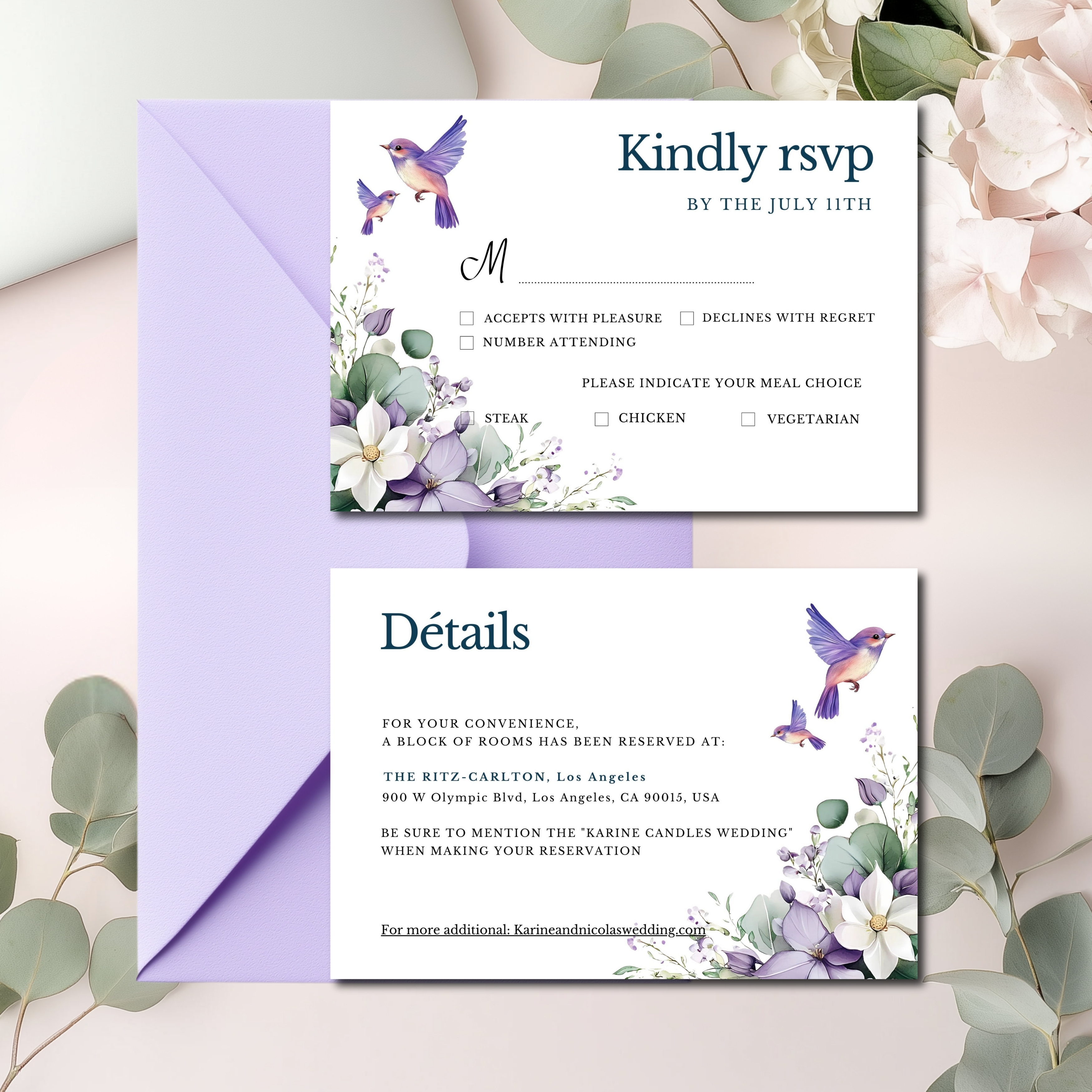 Faire-part de mariage floral personnalisable – Invitation numérique élégante – Modèle à imprimer fleurs blanches – Template mariage Canva