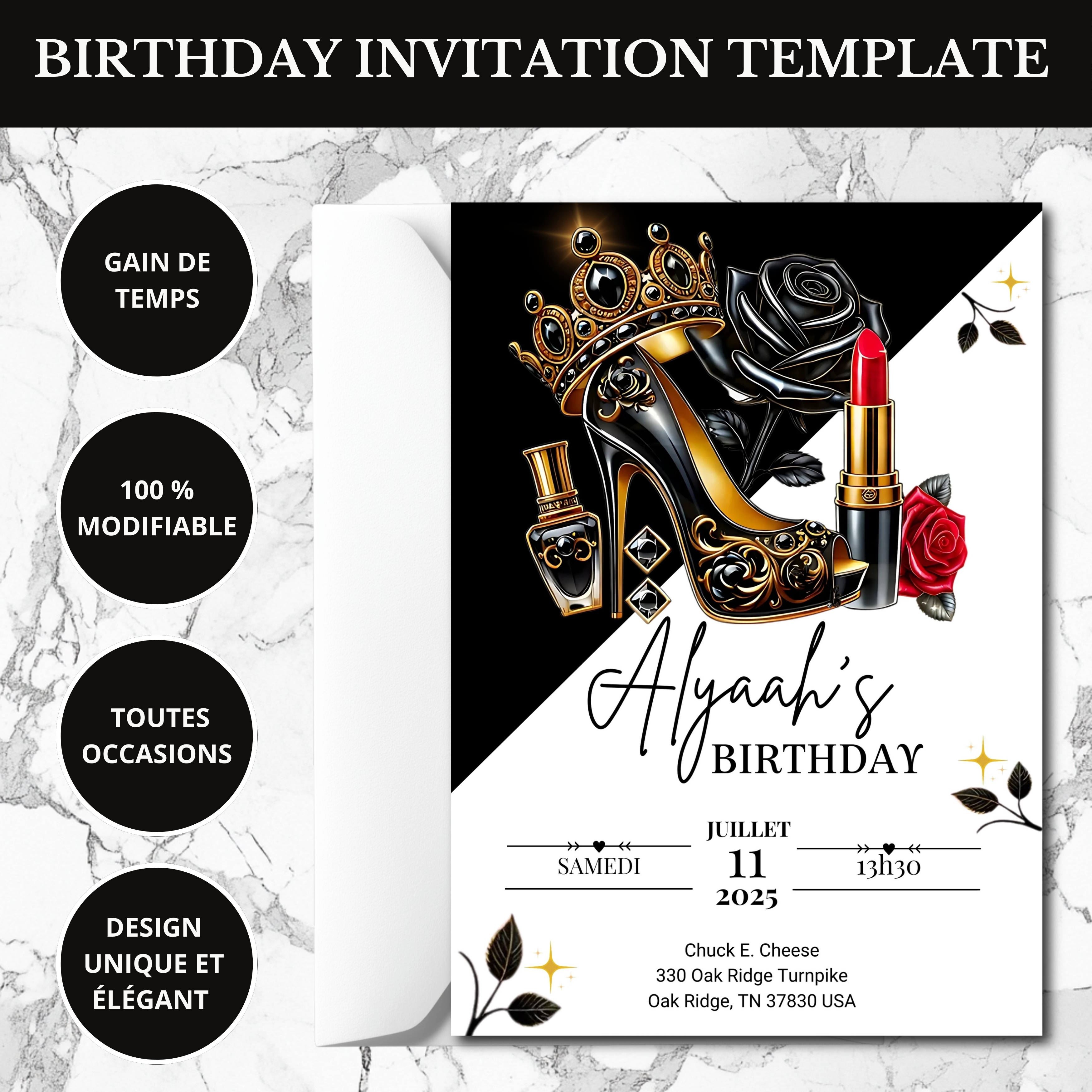 Invitation anniversaire femme talon aiguille 35 ans- invitation anniversaire numérique- cholo happy birthday-  cholo birthday