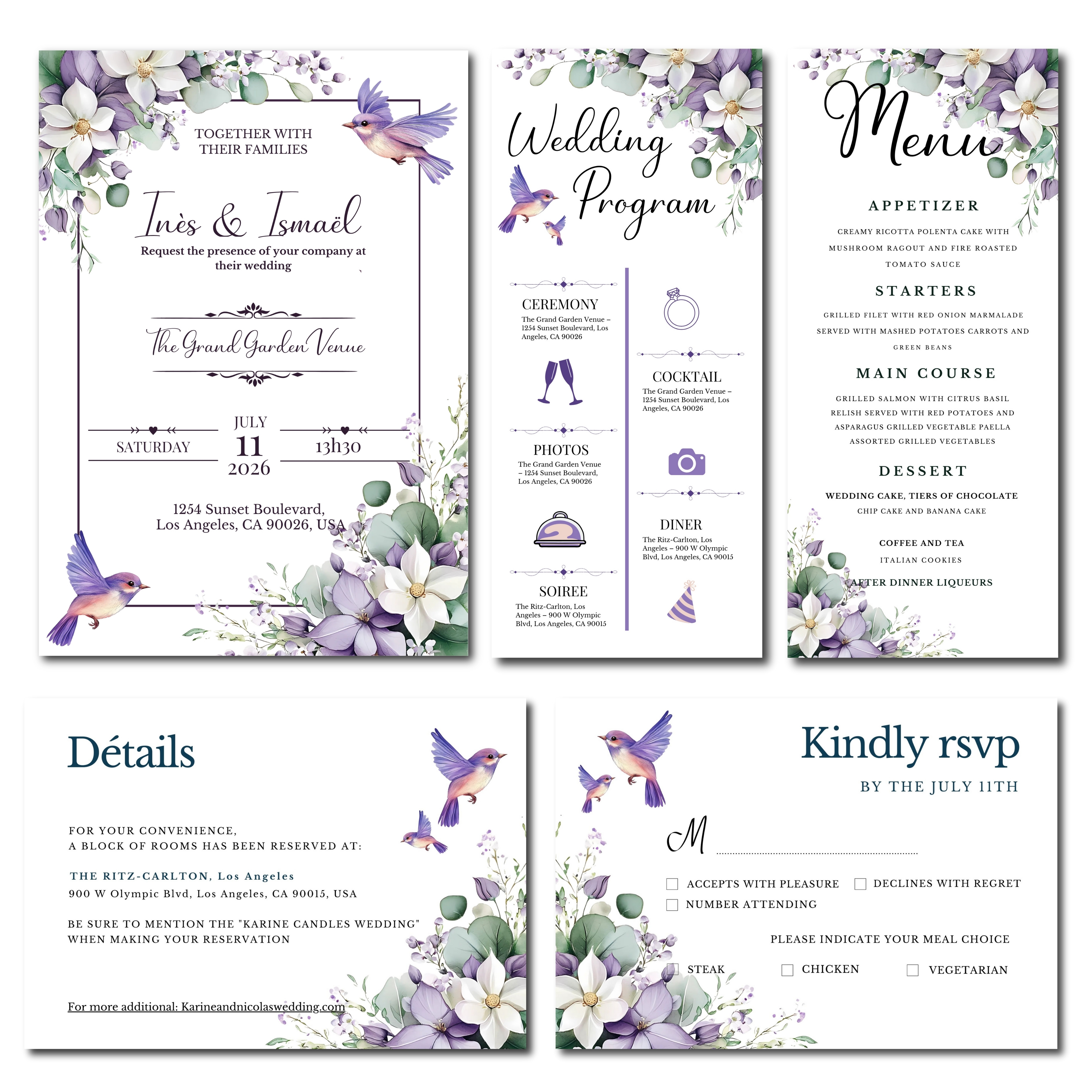 Faire-part de mariage floral personnalisable – Invitation numérique élégante – Modèle à imprimer fleurs blanches – Template mariage Canva