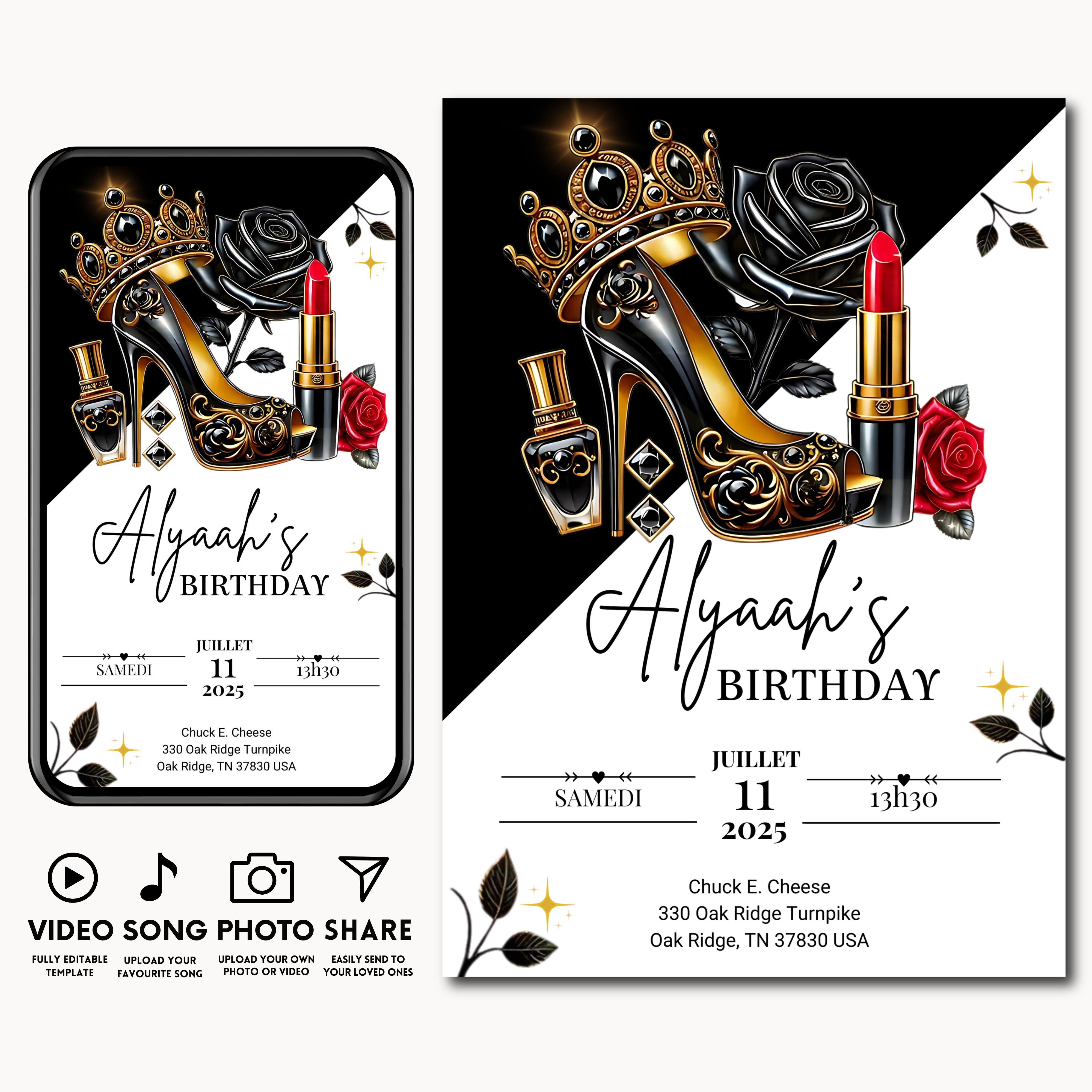 Invitation anniversaire femme talon aiguille 35 ans- invitation anniversaire numérique- cholo happy birthday-  cholo birthday